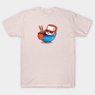 Cute Salmon Sushi In The Shoyu Sauce Cartoon T-Shirt